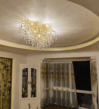 Stunning Tree Branch Crystal Chandelier with Clear Teardrop-shaped for Living/Dining Room