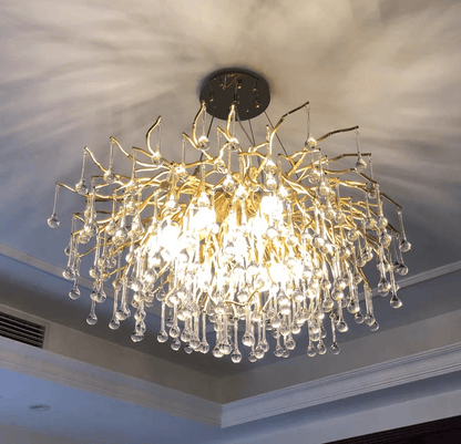 Stunning Tree Branch Crystal Chandelier with Clear Teardrop-shaped for Living/Dining Room
