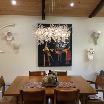 Stunning Tree Branch Crystal Chandelier with Clear Teardrop - shaped for Living/Dining Room - Round D25.6â€*H15.8â€/8 LightsChromeWarm LightA 1 Candle Company