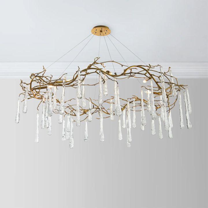 Teardrop Round Chandelier - Lacquered Burnished BrassA 1 Candle Company