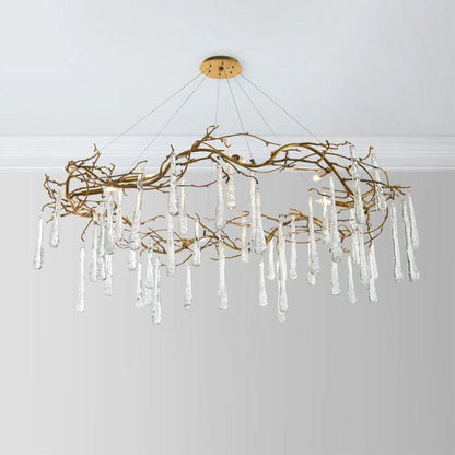 Teardrop Round Chandelier - Lacquered Burnished BrassA 1 Candle Company