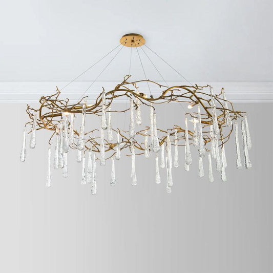 Teardrop Round Chandelier - Lacquered Burnished BrassA 1 Candle Company
