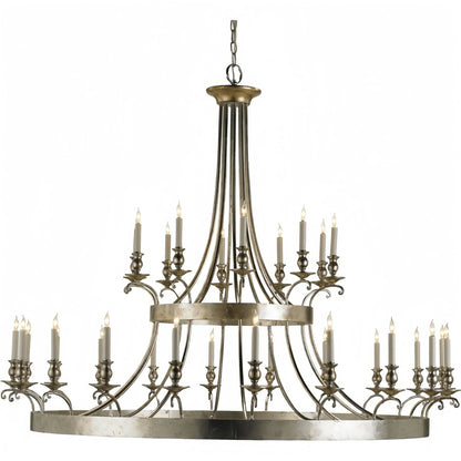 Vintage Large Iron Chandelier with Candle Rustic Farmhouse Pendant Lighting