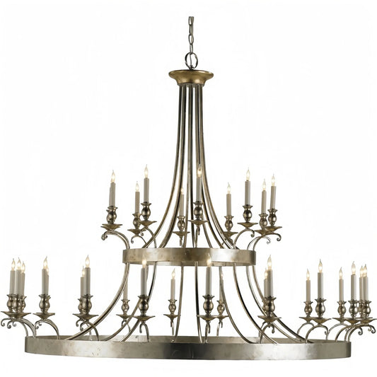 Vintage Large Iron Chandelier with Candle Rustic Farmhouse Pendant Lighting