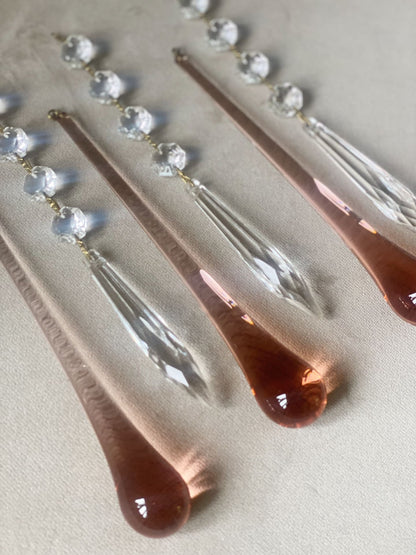 Vintage Murano Teardrops Chandelier 70s Pink prisms